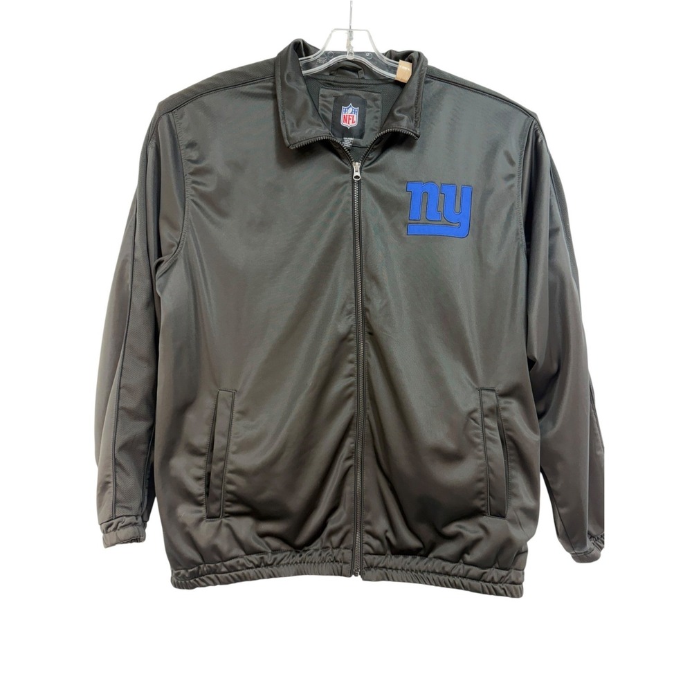 NFL New York Giants Track Jacket Mens XXL Black Full Zip Spellout (EE35)